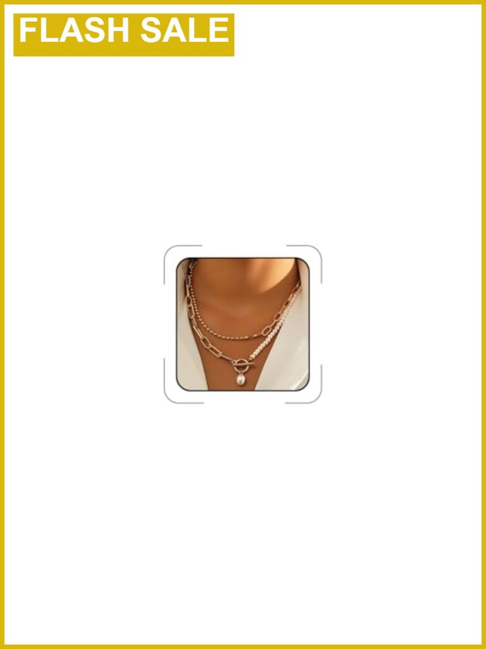 Chunky Gold Layered Necklace Set with Pearl Choker and OT Clasp
